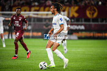 2023-08-18 - Emran SOGLO of Marseille during the French championship Ligue 1 football match between FC Metz and Olympique de Marseille on August 18, 2023 at Saint-Symphorien stadium in Metz, France - FOOTBALL - FRENCH CHAMP - METZ V MARSEILLE - FRENCH LIGUE 1 - SOCCER