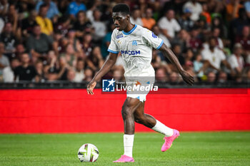 2023-08-18 - Ismaila SARR of Marseille during the French championship Ligue 1 football match between FC Metz and Olympique de Marseille on August 18, 2023 at Saint-Symphorien stadium in Metz, France - FOOTBALL - FRENCH CHAMP - METZ V MARSEILLE - FRENCH LIGUE 1 - SOCCER