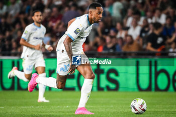 2023-08-18 - Pierre-Emerick AUBAMEYANG of Marseille during the French championship Ligue 1 football match between FC Metz and Olympique de Marseille on August 18, 2023 at Saint-Symphorien stadium in Metz, France - FOOTBALL - FRENCH CHAMP - METZ V MARSEILLE - FRENCH LIGUE 1 - SOCCER