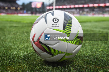 2023-08-18 - Illustration of the Kipsta match ball during the French championship Ligue 1 football match between FC Metz and Olympique de Marseille on August 18, 2023 at Saint-Symphorien stadium in Metz, France - FOOTBALL - FRENCH CHAMP - METZ V MARSEILLE - FRENCH LIGUE 1 - SOCCER