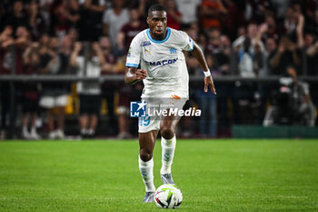 2023-08-18 - Geoffrey KONDOGBIA of Marseille during the French championship Ligue 1 football match between FC Metz and Olympique de Marseille on August 18, 2023 at Saint-Symphorien stadium in Metz, France - FOOTBALL - FRENCH CHAMP - METZ V MARSEILLE - FRENCH LIGUE 1 - SOCCER