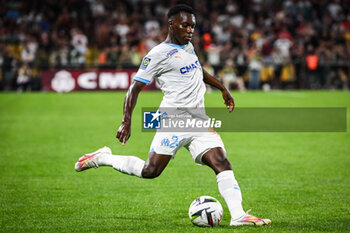 2023-08-18 - Francois MUGHE of Marseille during the French championship Ligue 1 football match between FC Metz and Olympique de Marseille on August 18, 2023 at Saint-Symphorien stadium in Metz, France - FOOTBALL - FRENCH CHAMP - METZ V MARSEILLE - FRENCH LIGUE 1 - SOCCER