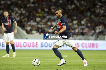 2023-08-20 - Lucas Hernandez of PSG during the French championship Ligue 1 football match between Toulouse FC and Paris Saint-Germain on August 19, 2023 at Stadium in Toulouse, France - FOOTBALL - FRENCH CHAMP - TOULOUSE V PARIS SG - FRENCH LIGUE 1 - SOCCER