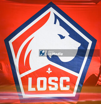 2023-08-20 - Illustration of the official flag of Lille during the French championship Ligue 1 football match between LOSC Lille and FC Nantes on August 20, 2023 at Pierre Mauroy stadium in Villeneuve-d'Ascq near Lille, France - FOOTBALL - FRENCH CHAMP - LILLE V NANTES - FRENCH LIGUE 1 - SOCCER