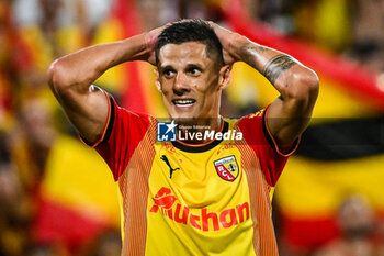2023-08-20 - Florian SOTOCA of Lens looks dejected during the French championship Ligue 1 football match between RC Lens and Stade Rennais (Rennes) on August 20, 2023 at Bollaert-Delelis stadium in Lens, France - FOOTBALL - FRENCH CHAMP - LENS V RENNES - FRENCH LIGUE 1 - SOCCER