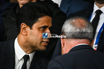 2023-08-26 - Nasser AL-KHELAIFI of PSG during the French championship Ligue 1 football match between Paris Saint-Germain and RC Lens on August 26, 2023 at Parc des Princes stadium in Paris, France - FOOTBALL - FRENCH CHAMP - PARIS SG V LENS - FRENCH LIGUE 1 - SOCCER