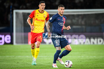 2023-08-26 - Florian SOTOCA of Lens and Lucas HERNANDEZ of PSG during the French championship Ligue 1 football match between Paris Saint-Germain and RC Lens on August 26, 2023 at Parc des Princes stadium in Paris, France - FOOTBALL - FRENCH CHAMP - PARIS SG V LENS - FRENCH LIGUE 1 - SOCCER