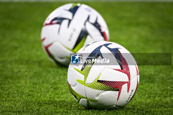 2023-08-26 - Illustration of the Kipsta match balls during the French championship Ligue 1 football match between Paris Saint-Germain and RC Lens on August 26, 2023 at Parc des Princes stadium in Paris, France - FOOTBALL - FRENCH CHAMP - PARIS SG V LENS - FRENCH LIGUE 1 - SOCCER