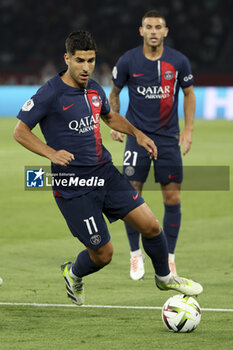 2023-08-27 - Marco Asensio of PSG during the French championship Ligue 1 football match between Paris Saint-Germain (PSG) and RC Lens (RCL) on August 26, 2023 at Parc des Princes stadium in Paris, France - FOOTBALL - FRENCH CHAMP - PARIS SG V LENS - FRENCH LIGUE 1 - SOCCER