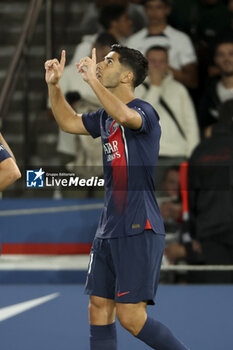 2023-08-27 - Marco Asensio of PSG celebrates his goal during the French championship Ligue 1 football match between Paris Saint-Germain (PSG) and RC Lens (RCL) on August 26, 2023 at Parc des Princes stadium in Paris, France - FOOTBALL - FRENCH CHAMP - PARIS SG V LENS - FRENCH LIGUE 1 - SOCCER
