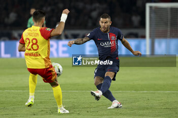 2023-08-27 - Lucas Hernandez of PSG during the French championship Ligue 1 football match between Paris Saint-Germain (PSG) and RC Lens (RCL) on August 26, 2023 at Parc des Princes stadium in Paris, France - FOOTBALL - FRENCH CHAMP - PARIS SG V LENS - FRENCH LIGUE 1 - SOCCER