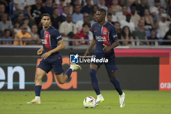 2023-09-03 - Ousmane Dembele of PSG during the French championship Ligue 1 football match between Olympique Lyonnais (Lyon, OL) and Paris Saint-Germain (PSG) on September 3, 2023 at Groupama stadium in Decines-Charpieu near Lyon, France - FOOTBALL - FRENCH CHAMP - LYON V PARIS SG - FRENCH LIGUE 1 - SOCCER