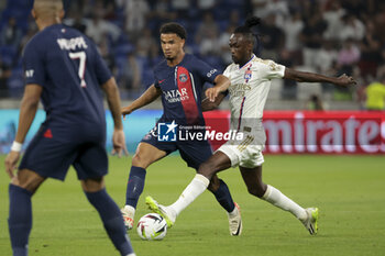 2023-09-03 - Warren Zaire-Emery of PSG during the French championship Ligue 1 football match between Olympique Lyonnais (Lyon, OL) and Paris Saint-Germain (PSG) on September 3, 2023 at Groupama stadium in Decines-Charpieu near Lyon, France - FOOTBALL - FRENCH CHAMP - LYON V PARIS SG - FRENCH LIGUE 1 - SOCCER