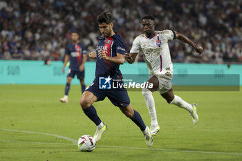 2023-09-03 - Marco Asensio of PSG during the French championship Ligue 1 football match between Olympique Lyonnais (Lyon, OL) and Paris Saint-Germain (PSG) on September 3, 2023 at Groupama stadium in Decines-Charpieu near Lyon, France - FOOTBALL - FRENCH CHAMP - LYON V PARIS SG - FRENCH LIGUE 1 - SOCCER
