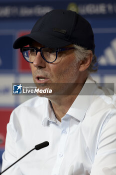 2023-09-03 - Coach of Olympique Lyonnais Laurent Blanc during the press conference following the French championship Ligue 1 football match between Olympique Lyonnais (Lyon, OL) and Paris Saint-Germain (PSG) on September 3, 2023 at Groupama stadium in Decines-Charpieu near Lyon, France - FOOTBALL - FRENCH CHAMP - LYON V PARIS SG - FRENCH LIGUE 1 - SOCCER
