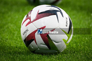 2023-09-03 - Illustration of the Kipsta match ball during the French championship Ligue 1 football match between Olympique Lyonnais (Lyon) and Paris Saint-Germain on September 3, 2023 at Groupama stadium in Decines-Charpieu near Lyon, France - FOOTBALL - FRENCH CHAMP - LYON V PARIS SG - FRENCH LIGUE 1 - SOCCER