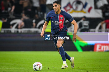 2023-09-03 - Achraf HAKIMI of PSG during the French championship Ligue 1 football match between Olympique Lyonnais (Lyon) and Paris Saint-Germain on September 3, 2023 at Groupama stadium in Decines-Charpieu near Lyon, France - FOOTBALL - FRENCH CHAMP - LYON V PARIS SG - FRENCH LIGUE 1 - SOCCER