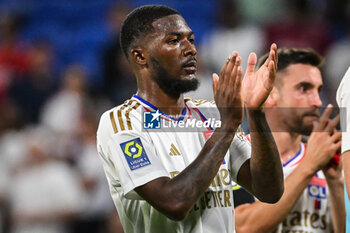2023-09-03 - Ainsley MAITLAND-NILES of Lyon during the French championship Ligue 1 football match between Olympique Lyonnais (Lyon) and Paris Saint-Germain on September 3, 2023 at Groupama stadium in Decines-Charpieu near Lyon, France - FOOTBALL - FRENCH CHAMP - LYON V PARIS SG - FRENCH LIGUE 1 - SOCCER