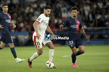 2023-09-15 - Morgan Sanson of Nice, Warren Zaire-Emery of PSG during the French championship Ligue 1 football match between Paris Saint-Germain and OGC Nice on September 15, 2023 at Parc des Princes stadium in Paris, France - FOOTBALL - FRENCH CHAMP - PARIS SG V NICE - FRENCH LIGUE 1 - SOCCER