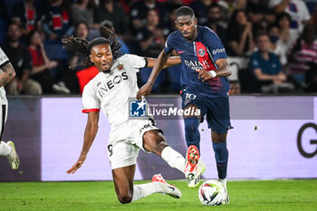 2023-09-15 - Khephren THURAM of Nice and Ousmane DEMBELE of PSG during the French championship Ligue 1 football match between Paris Saint-Germain and OGC Nice on September 15, 2023 at Parc des Princes stadium in Paris, France - FOOTBALL - FRENCH CHAMP - PARIS SG V NICE - FRENCH LIGUE 1 - SOCCER