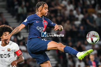 2023-09-15 - Bradley BARCOLA of PSG during the French championship Ligue 1 football match between Paris Saint-Germain and OGC Nice on September 15, 2023 at Parc des Princes stadium in Paris, France - FOOTBALL - FRENCH CHAMP - PARIS SG V NICE - FRENCH LIGUE 1 - SOCCER