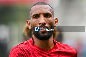 2023-09-17 - Yunis ABDELHAMID of Reims during the French championship Ligue 1 football match between Stade De Reims and Stade Brestois on September 17, 2023 at Auguste Delaune stadium in Reims, France - FOOTBALL - FRENCH CHAMP - REIMS V BREST - FRENCH LIGUE 1 - SOCCER