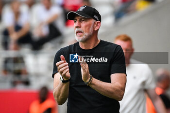 2023-09-17 - Eric ROY of Brest during the French championship Ligue 1 football match between Stade De Reims and Stade Brestois on September 17, 2023 at Auguste Delaune stadium in Reims, France - FOOTBALL - FRENCH CHAMP - REIMS V BREST - FRENCH LIGUE 1 - SOCCER