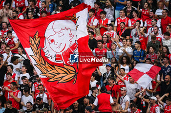 2023-09-17 - Supporters of Reims during the French championship Ligue 1 football match between Stade De Reims and Stade Brestois on September 17, 2023 at Auguste Delaune stadium in Reims, France - FOOTBALL - FRENCH CHAMP - REIMS V BREST - FRENCH LIGUE 1 - SOCCER