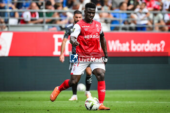 2023-09-17 - Azor MATUSIWA of Reims during the French championship Ligue 1 football match between Stade De Reims and Stade Brestois on September 17, 2023 at Auguste Delaune stadium in Reims, France - FOOTBALL - FRENCH CHAMP - REIMS V BREST - FRENCH LIGUE 1 - SOCCER