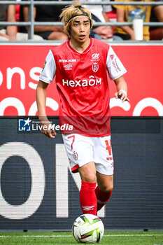 2023-09-17 - Junya ITO of Reims during the French championship Ligue 1 football match between Stade De Reims and Stade Brestois on September 17, 2023 at Auguste Delaune stadium in Reims, France - FOOTBALL - FRENCH CHAMP - REIMS V BREST - FRENCH LIGUE 1 - SOCCER