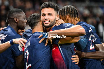 2023-09-24 - Goncalo RAMOS of PSG celebrate his goal with teammates during the French championship Ligue 1 football match between Paris Saint-Germain and Olympique de Marseille on September 24, 2023 at Parc des Princes stadium in Paris, France - FOOTBALL - FRENCH CHAMP - PARIS SG V MARSEILLE - FRENCH LIGUE 1 - SOCCER