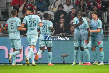 2023-09-26 - Mohamed DARAMY of Reims celebrate his goal with teammates during the French championship Ligue 1 football match between LOSC Lille and Stade de Reims on September 26, 2023 at Pierre Mauroy stadium in Villeneuve-d'Ascq near Lille, France - FOOTBALL - FRENCH CHAMP - LILLE V REIMS - FRENCH LIGUE 1 - SOCCER