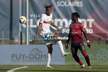 2023-09-30 - Bradley Barcola of PSG, Alidu Seidu of Clermont during the French championship Ligue 1 football match between Clermont Foot 63 and Paris Saint-Germain (PSG) on September 30, 2023 at Stade Gabriel-Montpied in Clermont-Ferrand, France - FOOTBALL - FRENCH CHAMP - CLERMONT V PARIS SG - FRENCH LIGUE 1 - SOCCER