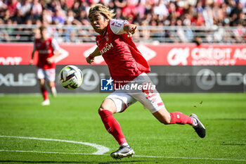 2023-10-01 - Junya ITO of Reims during the French championship Ligue 1 football match between Stade de Reims and Olympique Lyonnais on October 1, 2023 at Auguste Delaune stadium in Reims, France - FOOTBALL - FRENCH CHAMP - REIMS V LYON - FRENCH LIGUE 1 - SOCCER
