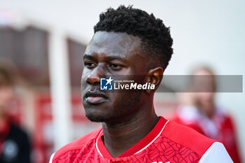 2023-10-01 - Azor MATUSIWA of Reims during the French championship Ligue 1 football match between Stade de Reims and Olympique Lyonnais on October 1, 2023 at Auguste Delaune stadium in Reims, France - FOOTBALL - FRENCH CHAMP - REIMS V LYON - FRENCH LIGUE 1 - SOCCER