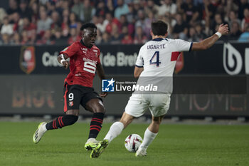 2023-10-08 - Arnaud Kalimuendo of Rennes during the French championship Ligue 1 football match between Stade Rennais (Rennes) and Paris Saint-Germain on October 8, 2023 at Roazhon Park in Rennes, France - FOOTBALL - FRENCH CHAMP - RENNES V PARIS SG - FRENCH LIGUE 1 - SOCCER