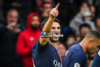2023-10-21 - Carlos SOLER of PSG celebrates his goal during the French championship Ligue 1 football match between Paris Saint-Germain and RC Strasbourg on October 21, 2023 at Parc des Princes stadium in Paris, France - FOOTBALL - FRENCH CHAMP - PARIS SG V STRASBOURG - FRENCH LIGUE 1 - SOCCER