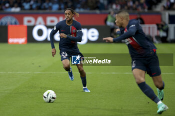 2023-10-21 - Bradley Barcola, Kylian Mbappe of PSG during the French championship Ligue 1 football match between Paris Saint-Germain and RC Strasbourg on October 21, 2023 at Parc des Princes stadium in Paris, France - FOOTBALL - FRENCH CHAMP - PARIS SG V STRASBOURG - FRENCH LIGUE 1 - SOCCER