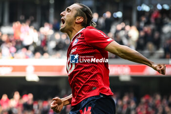 2023-10-22 - Yusuf YAZICI of Lille celebrates his goal during the French championship Ligue 1 football match between Losc Lille and Stade Brestois (Brest) on October 22, 2023 at Pierre Mauroy stadium in Villeneuve-d'Ascq near Lille, France - FOOTBALL - FRENCH CHAMP - LILLE V BREST - FRENCH LIGUE 1 - SOCCER