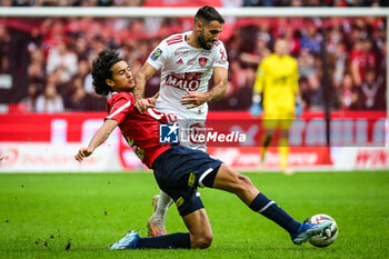 2023-10-22 - Ayyoub BOUADDI of Lille and Romain DEL CASTILLO of Brest during the French championship Ligue 1 football match between Losc Lille and Stade Brestois (Brest) on October 22, 2023 at Pierre Mauroy stadium in Villeneuve-d'Ascq near Lille, France - FOOTBALL - FRENCH CHAMP - LILLE V BREST - FRENCH LIGUE 1 - SOCCER