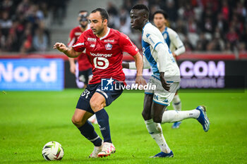 2023-10-29 - Ismaily GONCALVES DOS SANTOS of Lille and Krepin DIATTA of Monaco during the French championship Ligue 1 football match between Losc Lille and AS Monaco on October 29, 2023 at Pierre Mauroy stadium in Villeneuve-d'Ascq near Lille, France - FOOTBALL - FRENCH CHAMP - LILLE V MONACO - FRENCH LIGUE 1 - SOCCER
