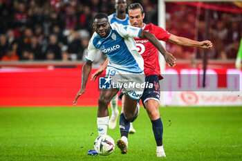 2023-10-29 - Youssouf FOFANA of Monaco and Yusuf YAZICI of Lille during the French championship Ligue 1 football match between Losc Lille and AS Monaco on October 29, 2023 at Pierre Mauroy stadium in Villeneuve-d'Ascq near Lille, France - FOOTBALL - FRENCH CHAMP - LILLE V MONACO - FRENCH LIGUE 1 - SOCCER