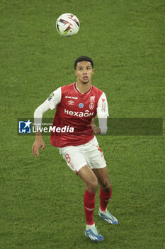 2023-11-11 - Amir Richardson of Reims during the French championship Ligue 1 football match between Stade de Reims and Paris Saint-Germain on November 11, 2023 at Auguste Delaune stadium in Reims, France - FOOTBALL - FRENCH CHAMP - REIMS V PARIS SG - FRENCH LIGUE 1 - SOCCER