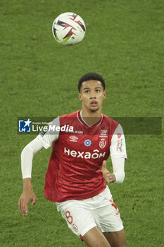 2023-11-11 - Amir Richardson of Reims during the French championship Ligue 1 football match between Stade de Reims and Paris Saint-Germain on November 11, 2023 at Auguste Delaune stadium in Reims, France - FOOTBALL - FRENCH CHAMP - REIMS V PARIS SG - FRENCH LIGUE 1 - SOCCER