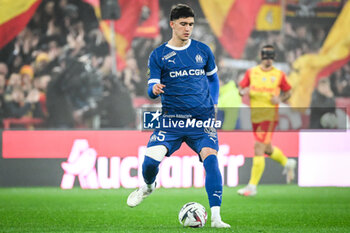 2023-11-12 - Leonardo BALERDI of Marseille during the French championship Ligue 1 football match between RC Lens and Olympique de Marseille on November 12, 2023 at Bollaert-Delelis stadium in Lens, France - FOOTBALL - FRENCH CHAMP - LENS V MARSEILLE - FRENCH LIGUE 1 - SOCCER