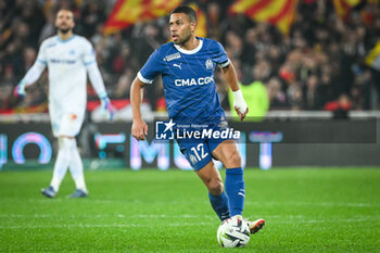 2023-11-12 - Renan LODI of Marseille during the French championship Ligue 1 football match between RC Lens and Olympique de Marseille on November 12, 2023 at Bollaert-Delelis stadium in Lens, France - FOOTBALL - FRENCH CHAMP - LENS V MARSEILLE - FRENCH LIGUE 1 - SOCCER