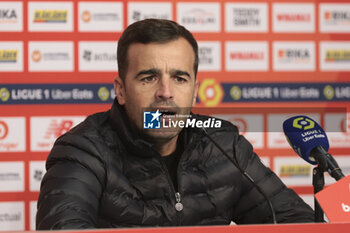 2023-11-12 - Coach of Toulouse FC Carles Martinez Novell during the post-match press conference following the French championship Ligue 1 football match between Losc Lille and Toulouse Herault SC on November 12, 2023 at Decathlon Arena Stade Pierre Mauroy in Villeneuve-d'Ascq near Lille, France - FOOTBALL - FRENCH CHAMP - LILLE V TOULOUSE - FRENCH LIGUE 1 - SOCCER