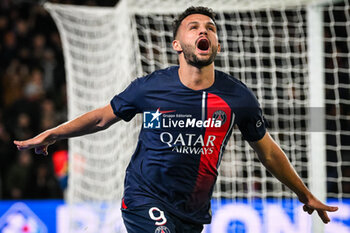 2023-11-24 - Goncalo RAMOS of PSG celebrates his goal during the French championship Ligue 1 football match between Paris Saint-Germain and AS Monaco on November 24, 2023 at Parc des Princes stadium in Paris, France - FOOTBALL - FRENCH CHAMP - PARIS SG V MONACO - FRENCH LIGUE 1 - SOCCER