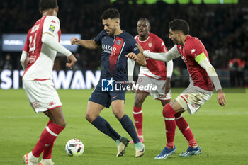 2023-11-24 - Goncalo Ramos of PSG, Guillermo Maripan of Monaco during the French championship Ligue 1 football match between Paris Saint-Germain and AS Monaco on November 24, 2023 at Parc des Princes stadium in Paris, France - FOOTBALL - FRENCH CHAMP - PARIS SG V MONACO - FRENCH LIGUE 1 - SOCCER