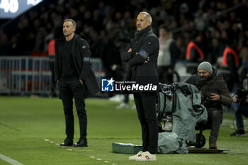 2023-11-24 - Coach of AS Monaco Adolf Adi Hutter, left PSG coach Luis Enrique during the French championship Ligue 1 football match between Paris Saint-Germain and AS Monaco on November 24, 2023 at Parc des Princes stadium in Paris, France - FOOTBALL - FRENCH CHAMP - PARIS SG V MONACO - FRENCH LIGUE 1 - SOCCER